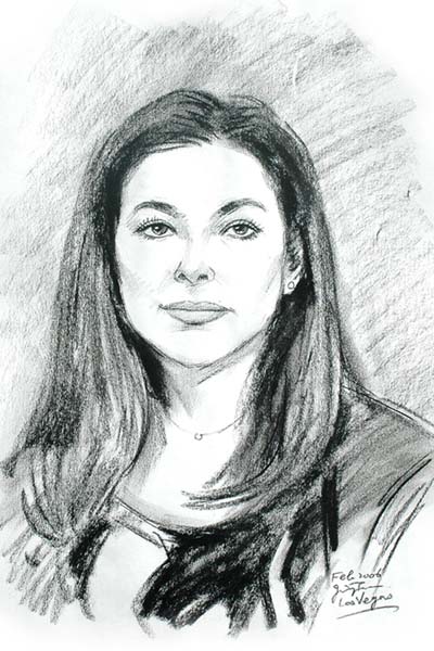 Charcoal portrait of Maiko Maya by Las Vegas street artist